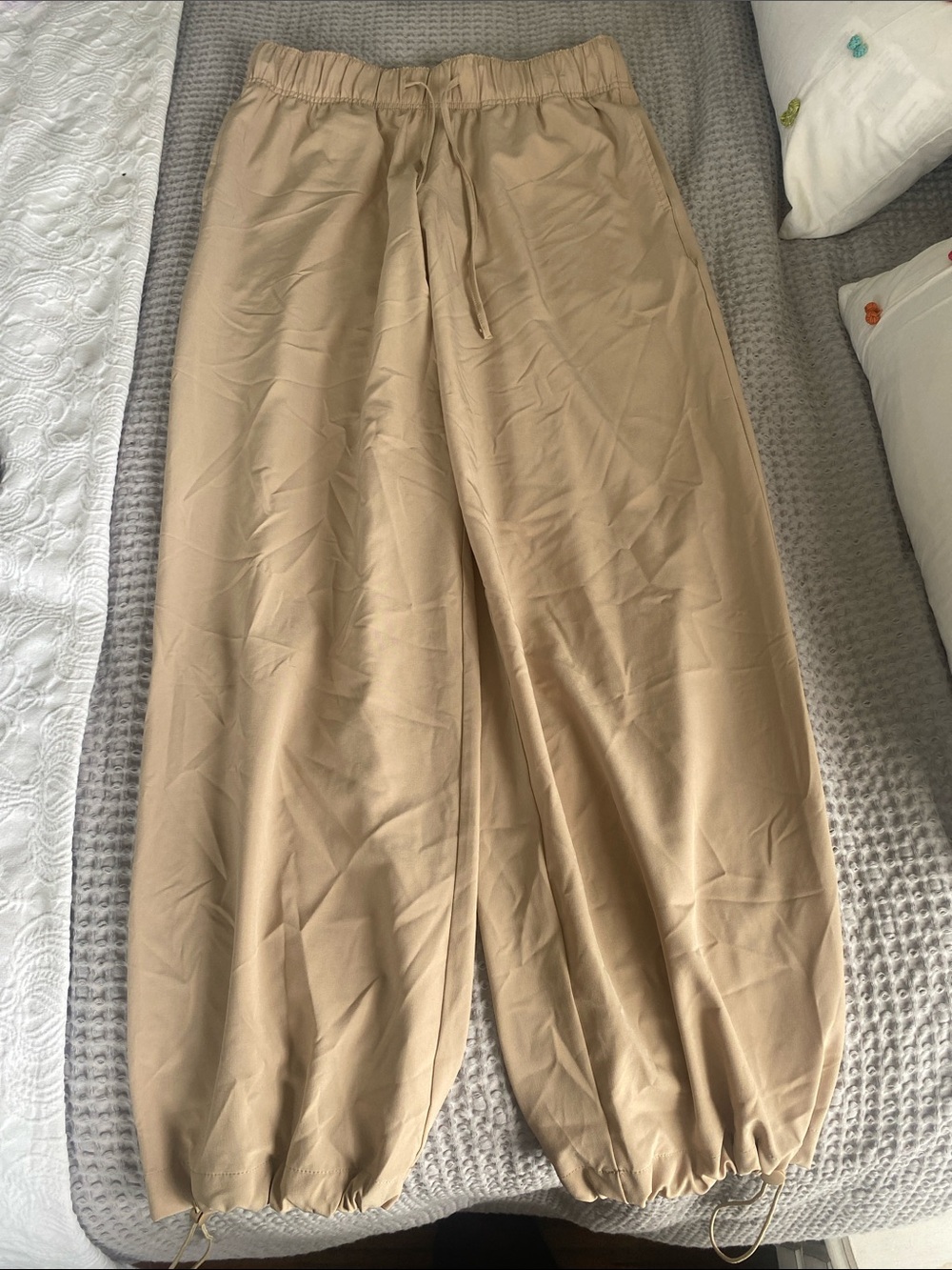 Vanilla Star Beige Drawstring Track Pants